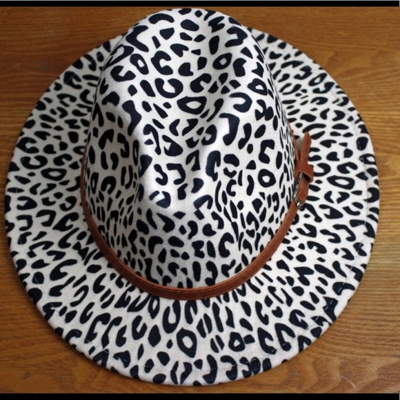 New! Sale 🔥 Ivory Leopard Felt Wool Belted Panama Hat - Picture 5 of 11